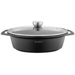 Brytfanna aluminiowa Chef owalna 39,5 x 28,5 x 12,3 cm 7,3L czarny