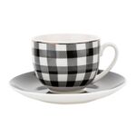 Filiżanka ze spodkiem Winter Glam Grid 220 ml kratka wielokolorowy