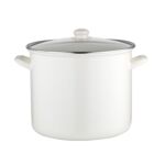 Garnek emaliowany wysoki gładki z pokrywką 28 cm 14 l