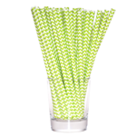 Słomka papierowa shake 8 mm limonkowo-biały 10 sztuk