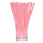 Słomka papierowa shake 8 mm różowo-biały 10 sztuk