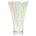 Słomka papierowa jumbo w kropki 1 cm 8 sztuk mix