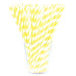 Słomka papierowa w biało-żółte paski 12 sztuk