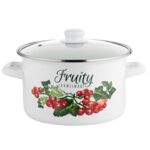 Garnek emaliowany prosty Kalina z pokrywką 22 cm 4,8 l