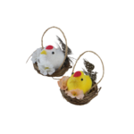 Koszyczek wielkanocny kurczak 22,5 x 15 x 6 cm biały / żółty