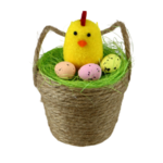 Koszyk wielkanocny z kurą i jajkami 3 x 3 cm