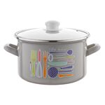 Garnek emaliowany prosty Staffio z pokrywką 16 cm 2 l