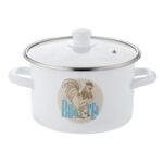 Garnek emaliowany prosty Kogut z pokrywką 22 cm 5,3 l
