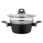 Garnek do gotowania na parze aluminiowy Japandi 20 cm z sitem szklanym 1,9 l