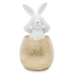 Figurka zając 14 x 7 x 7 cm biało-złoty