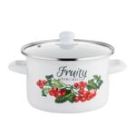 Garnek emaliowany prosty Kalina z pokrywką 18 cm 2,65 l
