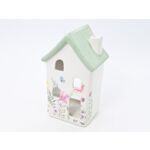 Figurka ceramiczna domek w kwiaty 16,5 cm