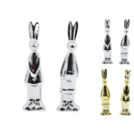 Figurka ceramiczna zając srebrny / złoty