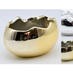 Figurka ceramiczna skorupka jajka 8,6 cm srebrny / złoty