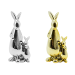 Figurka ceramiczna zające srebrny / złoty