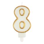 Świeczka cyfra 8 biało-złoty
