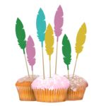 Dekoracja na tort piker piórko 8 sztuk