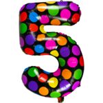 Balon foliowy w kropki cyfra 5