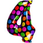 Balon foliowy w kropki cyfra 4