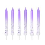 Świeczka z efektem spękania 6 sztuk fioletowo-biały