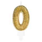 Świeczka premium cyfra 0 złoty