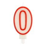 Świeczka cyfra 0 czerwony