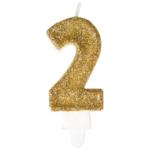Świeczka premium cyfra 2 złoty