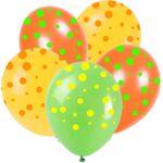 Balon w neonowe kropki 5 sztuk mix