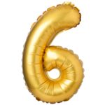 Balon foliowy cyfra 6 matowy złoty