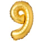 Balon foliowy cyfra 9 matowy złoty