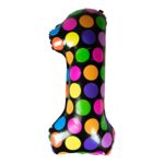 Balon foliowy w kropki cyfra 1
