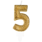 Świeczka premium cyfra 5 złoty