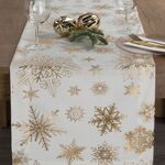 Bieżnik świąteczny Joy 40 x 140 cm szampańskie gwiazdy biały