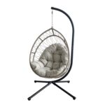 Fotel wiszący Vega 125 x 100 x 190 cm czarno-beżowy