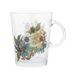 Kubek szklany na stopce 320 ml magnolie wielokolorowy