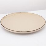 Talerz porcelanowy Reactive Ivory nakrapiany płytki 27 cm beżowy