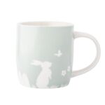 Kubek porcelanowy szeroki 360 ml zajączek z motylem zielony