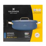 Rondel aluminiowy Giovanni z pokrywką szklaną 30 x 28,5 x 9,5 cm 3,5 l Valdinox srebrno-granatowy