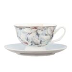 Filiżanka porcelanowa ze spodkiem 220 ml w magnolie błękitny