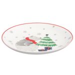 Talerz deserowy Winter friends porcelanowy 21 cm niedźwiadek biały