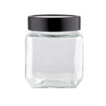 Pojemnik szklany kwadratowy z czarną pokrywką 500 ml