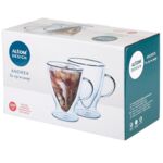 Komplet 2 kubków termicznych szklanych na stopce Andrea 300 ml