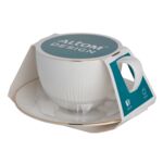 Filiżanka Alessia 250 ml porcelanowa ze spodkiem 15 cm w opasce beżowy