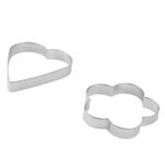 Komplet 2 wykrawaczek do ciastek dużych XL serduszko + kwiatek srebrny