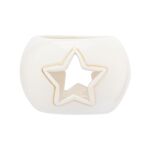 Świecznik porcelanowy gwiazdka ze złotem 9 x 9 x 6 cm biały