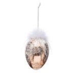 Bombka transparentna jajko ze złotym brokatem 12 x 8 x 8 cm