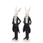 Figurka ozdobna zając 16,5 x 4 x 3 cm biało-czarny