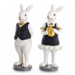 Figurka ozdobna zając w ubraniu mix
