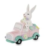 Figurka zające w różowym samochodzie 15,5 x 8 x 15,5 cm