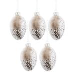 Bombka jajko z piórem 8 x 4,5 x 4,5 cm 5 sztuk